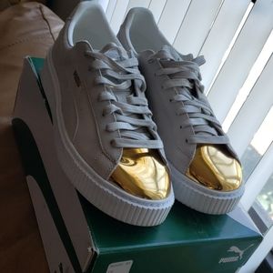 Puma suede platform gold sneakers